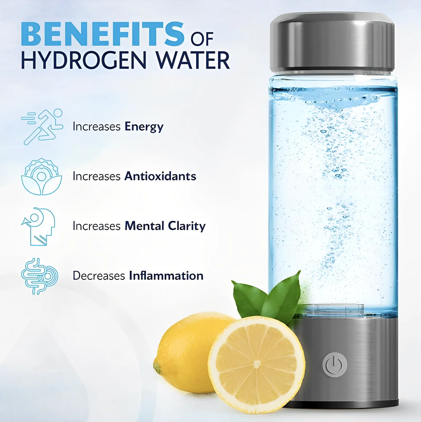 Hydrogen Water Bottle 2024, Hydrogen Water Bottle Generator, 3-Min Rapid Electrolysis, 2000+ PPB Hydrogen Water, 450ml Portable Hydrogen Water Generator for Office, Travel, Daily Drinking