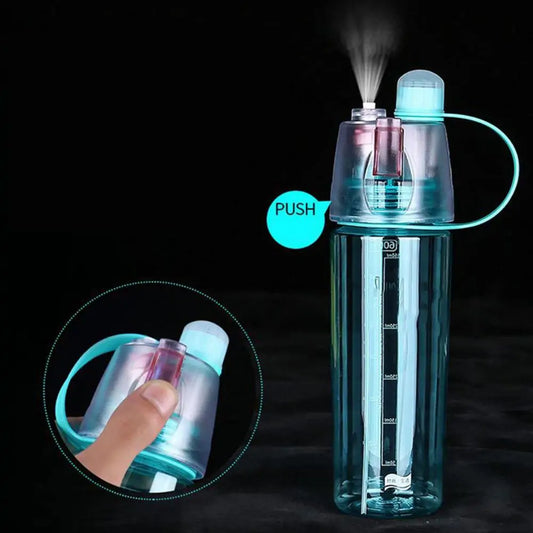 Mist 'N Sip Misting Water Bottle 2-in-1 Mist And Sip Function With No Leak Pull Top Spout Sports Water Bottle Reusable Water Bottle - 20 oz