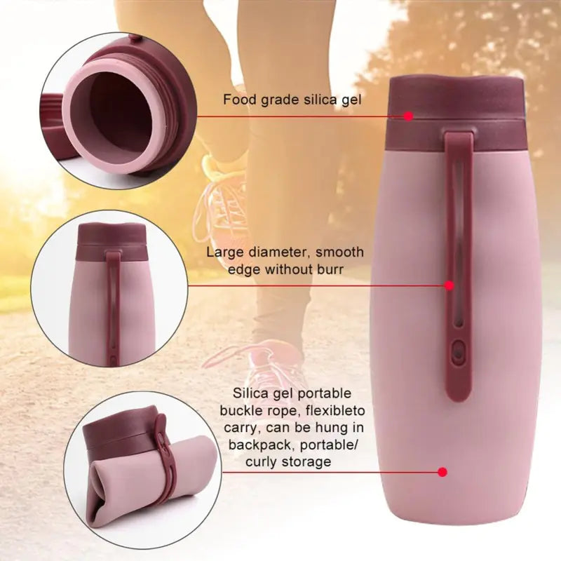 Foldable Water Bottles Soft Flask Sports Drinking Water 600ml