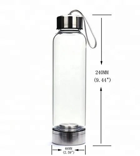 Quenchery | 16oz Natural Gemstone Water Bottle for Making Crystal Infused Gemwater | Includes Premium Healing Crystal