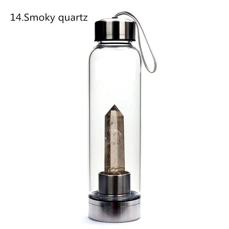 Quenchery | 16oz Natural Gemstone Water Bottle for Making Crystal Infused Gemwater | Includes Premium Healing Crystal