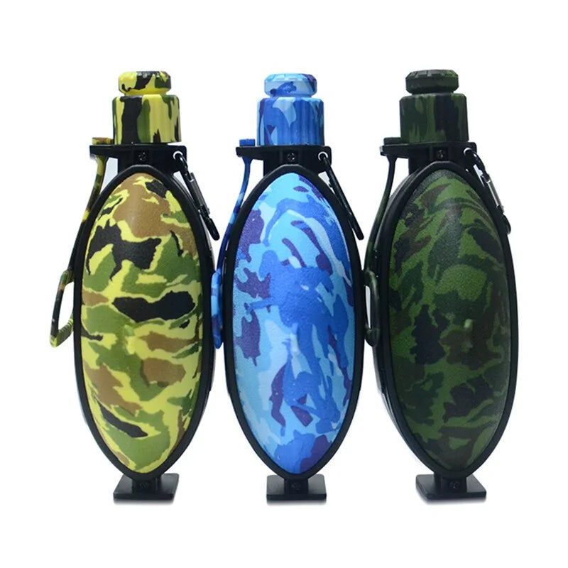 Quenchery Collapsible Travel Water Bottle - Newly Designed Silicone Folding Water Kettle Canteen with Compass Bottle Cap for Hiking Camping Outdoors, 19.8 oz