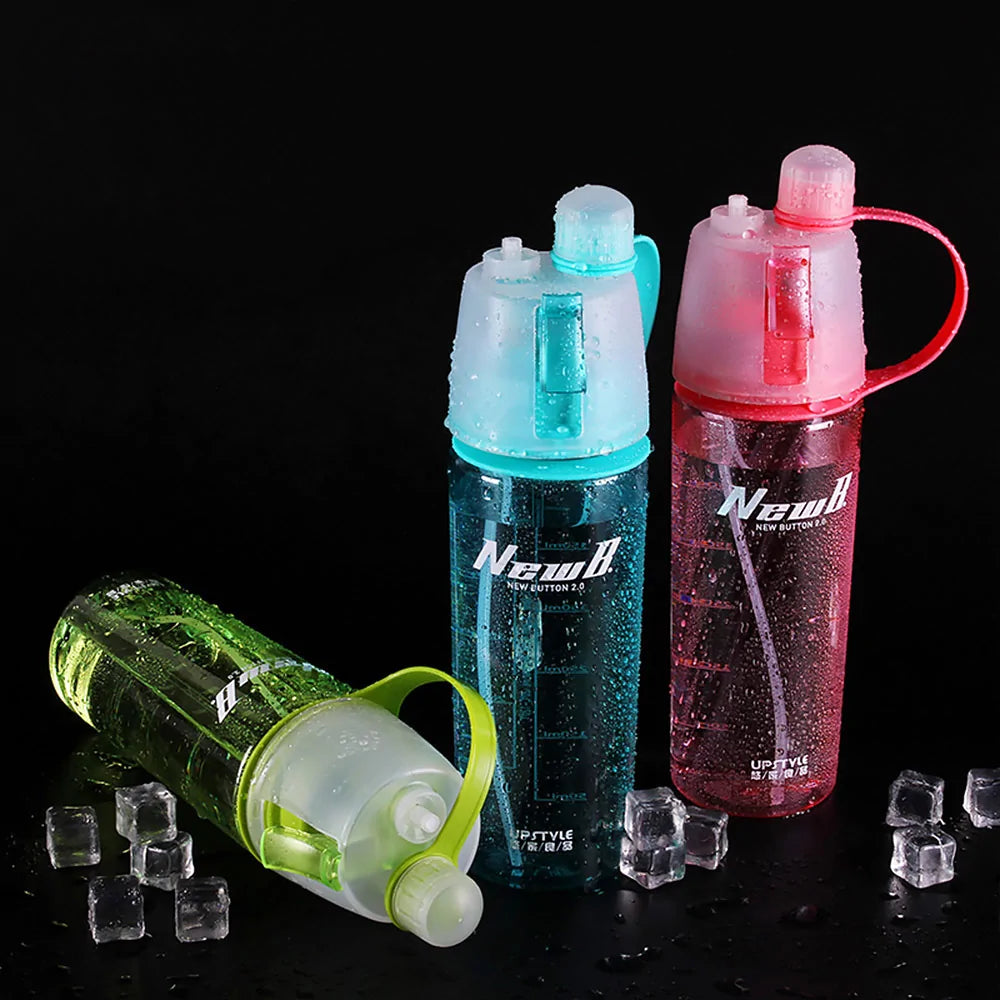 Mist 'N Sip Misting Water Bottle 2-in-1 Mist And Sip Function With No Leak Pull Top Spout Sports Water Bottle Reusable Water Bottle - 20 oz